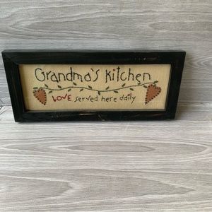 GRANDMA'S KITCHEN FRAMED WALL ART SIGN love served daily.

Good condition.